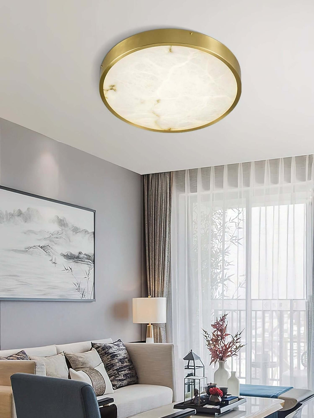Camiro Ceiling Light – Alabaster Flush MountBedroom ceiling lamp