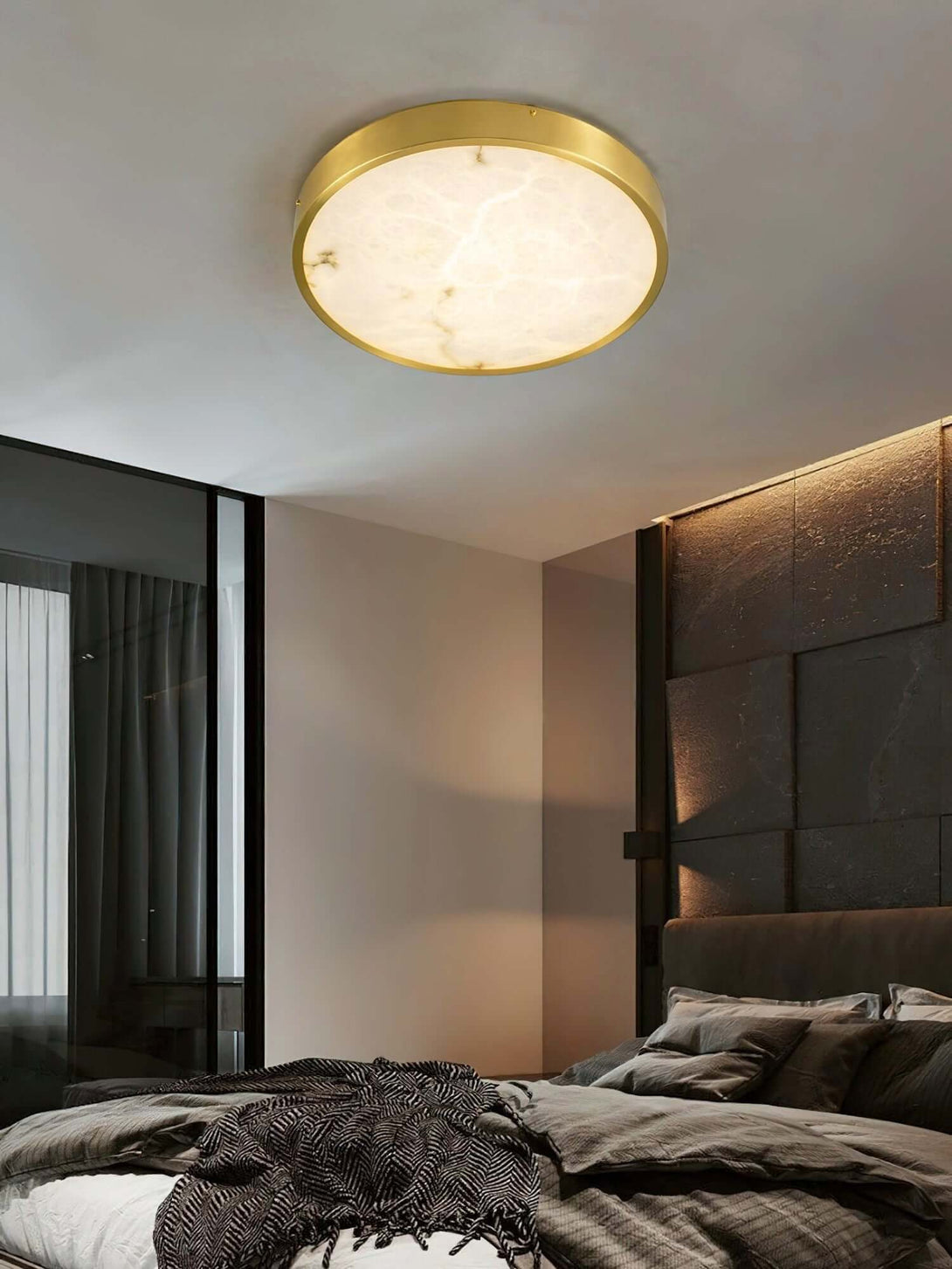 Camiro Ceiling Light – Alabaster Flush MountBedroom ceiling lamp