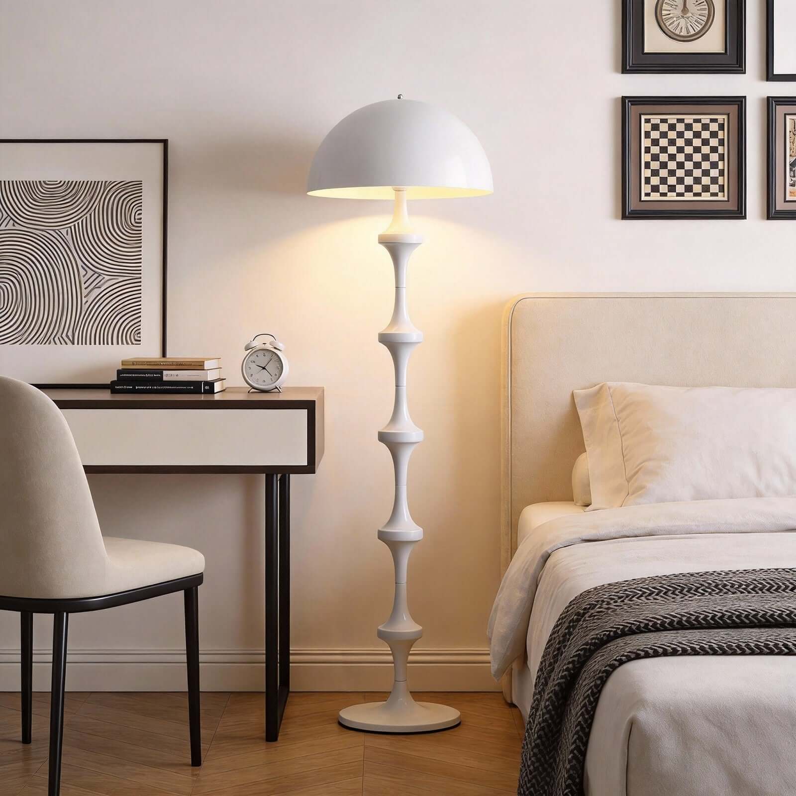 Huvina Floor Lamp – White Minimalist Lamp for Living Rooms | Rossolighting