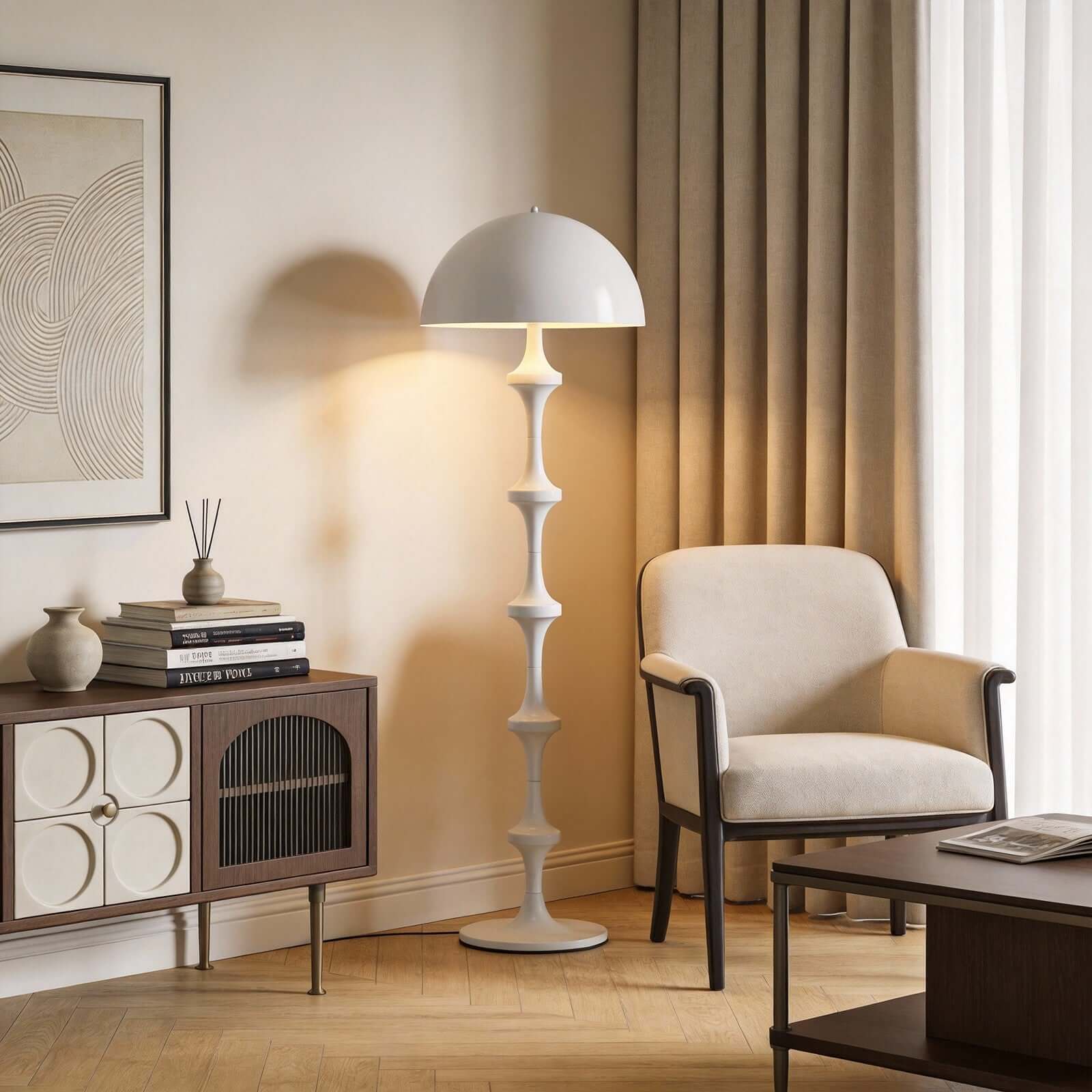 Huvina Floor Lamp – White Minimalist Lamp for Living Rooms | Rossolighting