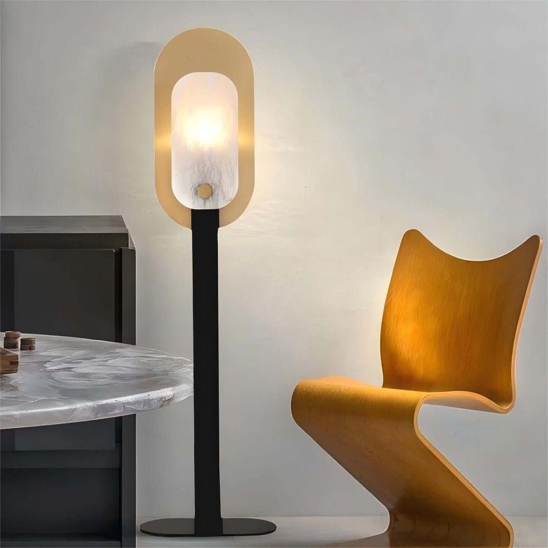 Jivara Floor Lamp - Elegant Alabaster Modern Black Floor Lamp