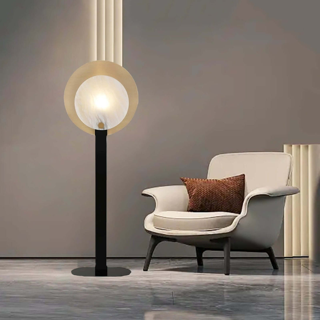 Jivara Floor Lamp - Elegant Alabaster Modern Black Floor Lamp