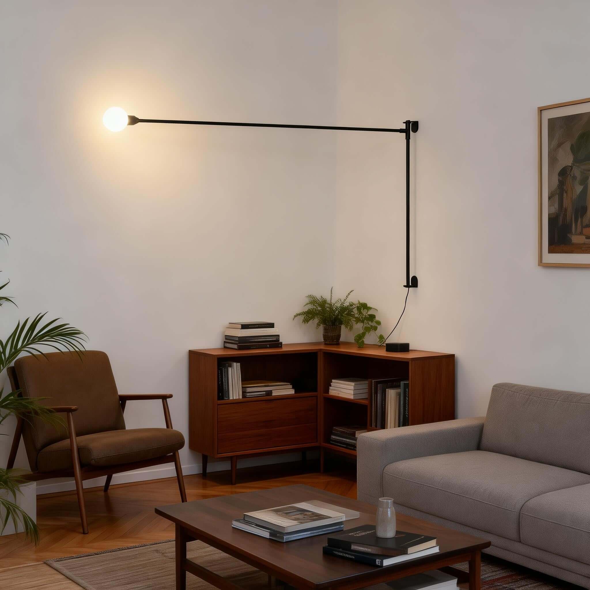 Lunexor Wall Lamp – Linear Black Wall Sconce with Long Reach | Rossolighting
