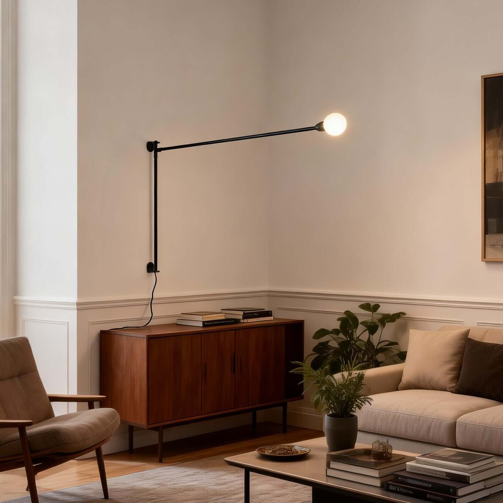 Lunexor Wall Lamp – Linear Black Wall Sconce with Long Reach | Rossolighting