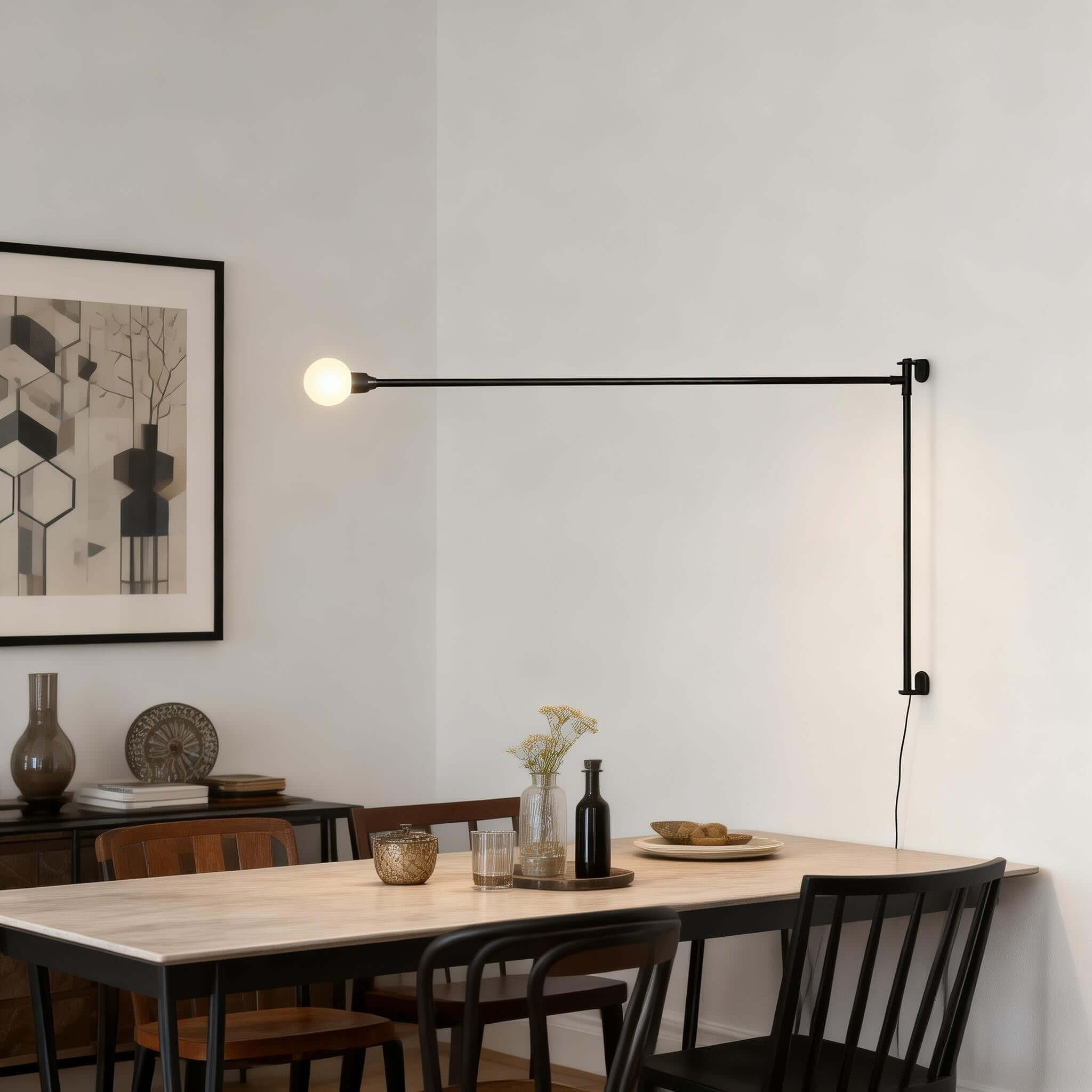 Lunexor Wall Lamp – Linear Black Wall Sconce with Long Reach | Rossolighting