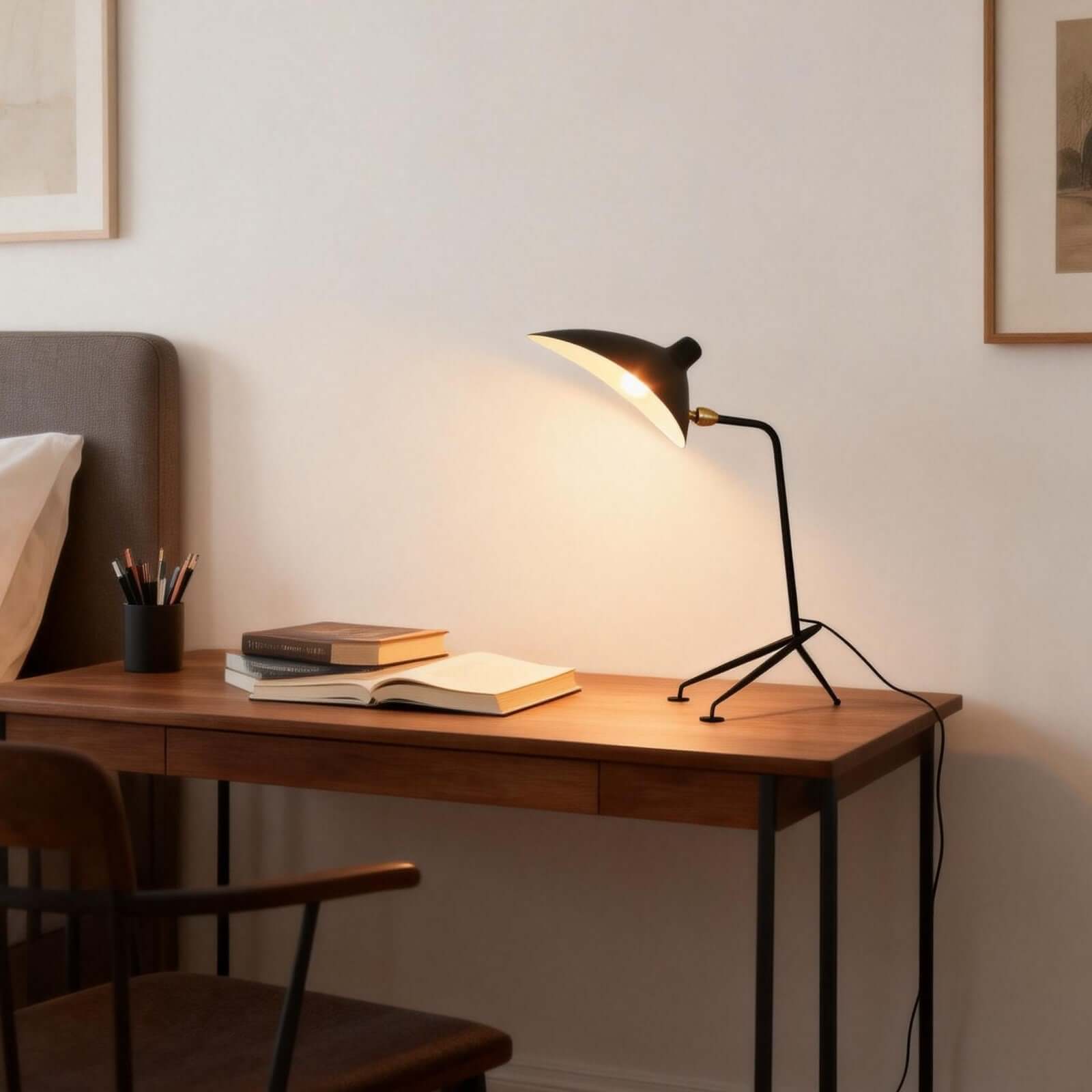 Lunira Table Lamp – Minimal Tripod Table Lamp for Office & Living Room | Rossolighting