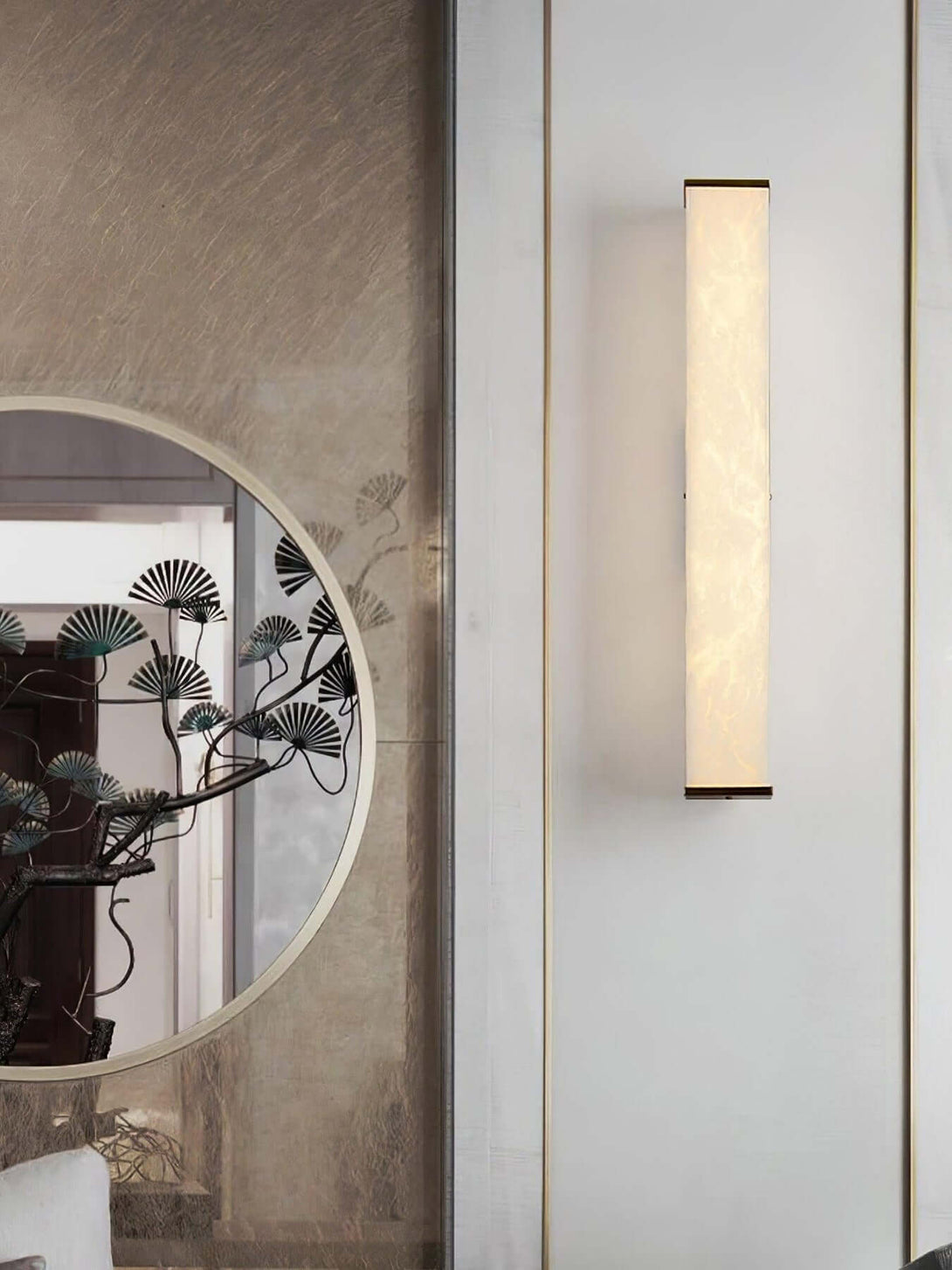 Lunox Wall Sconce – Alabaster Sconce & Brass Wall Light