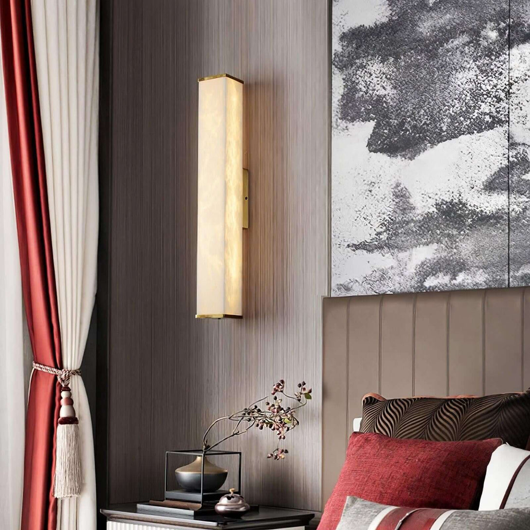 Lunox Wall Sconce – Alabaster Sconce & Brass Wall Light