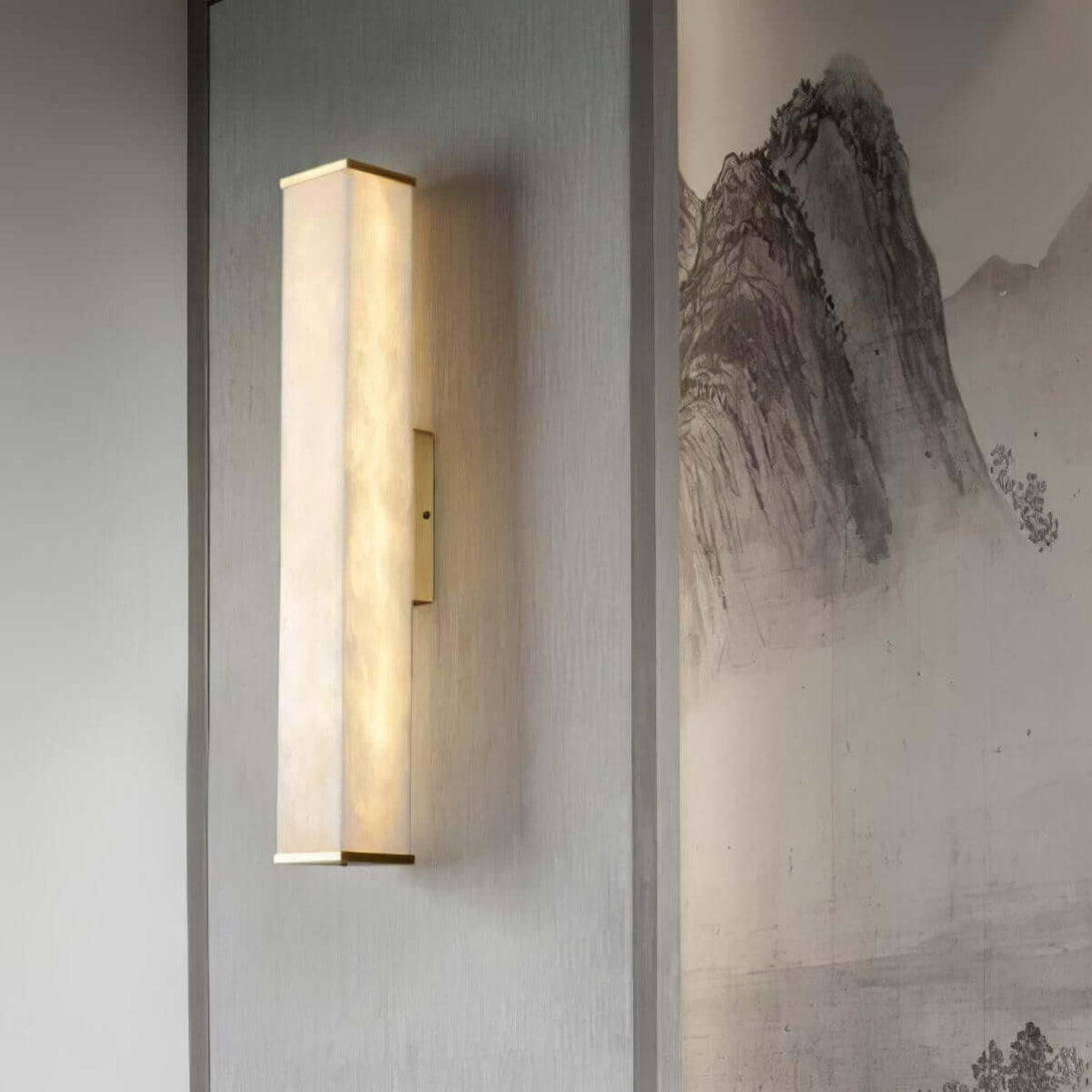 Lunox Wall Sconce – Alabaster Sconce & Brass Wall Light