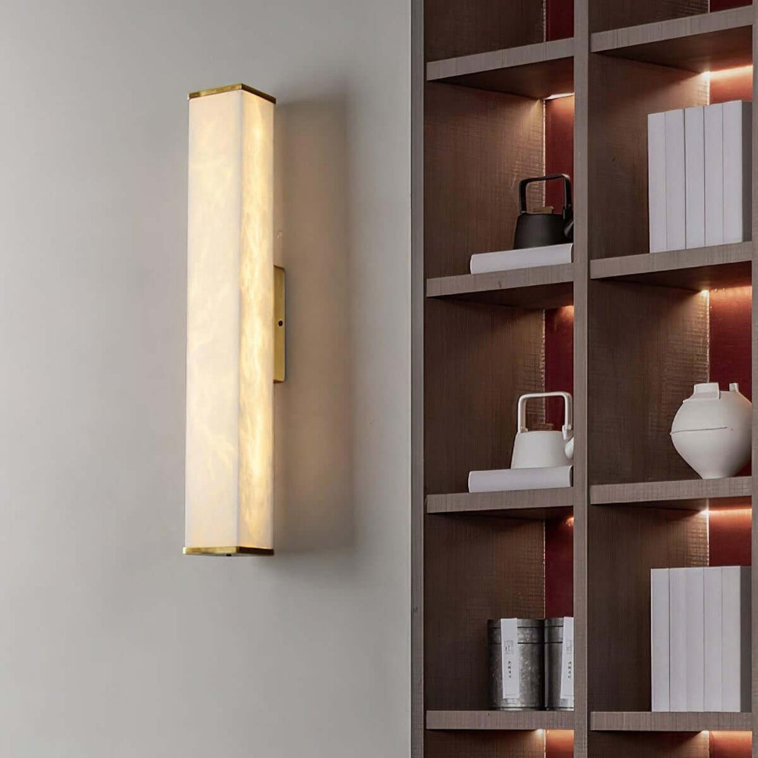 Lunox Wall Sconce – Alabaster Sconce & Brass Wall Light