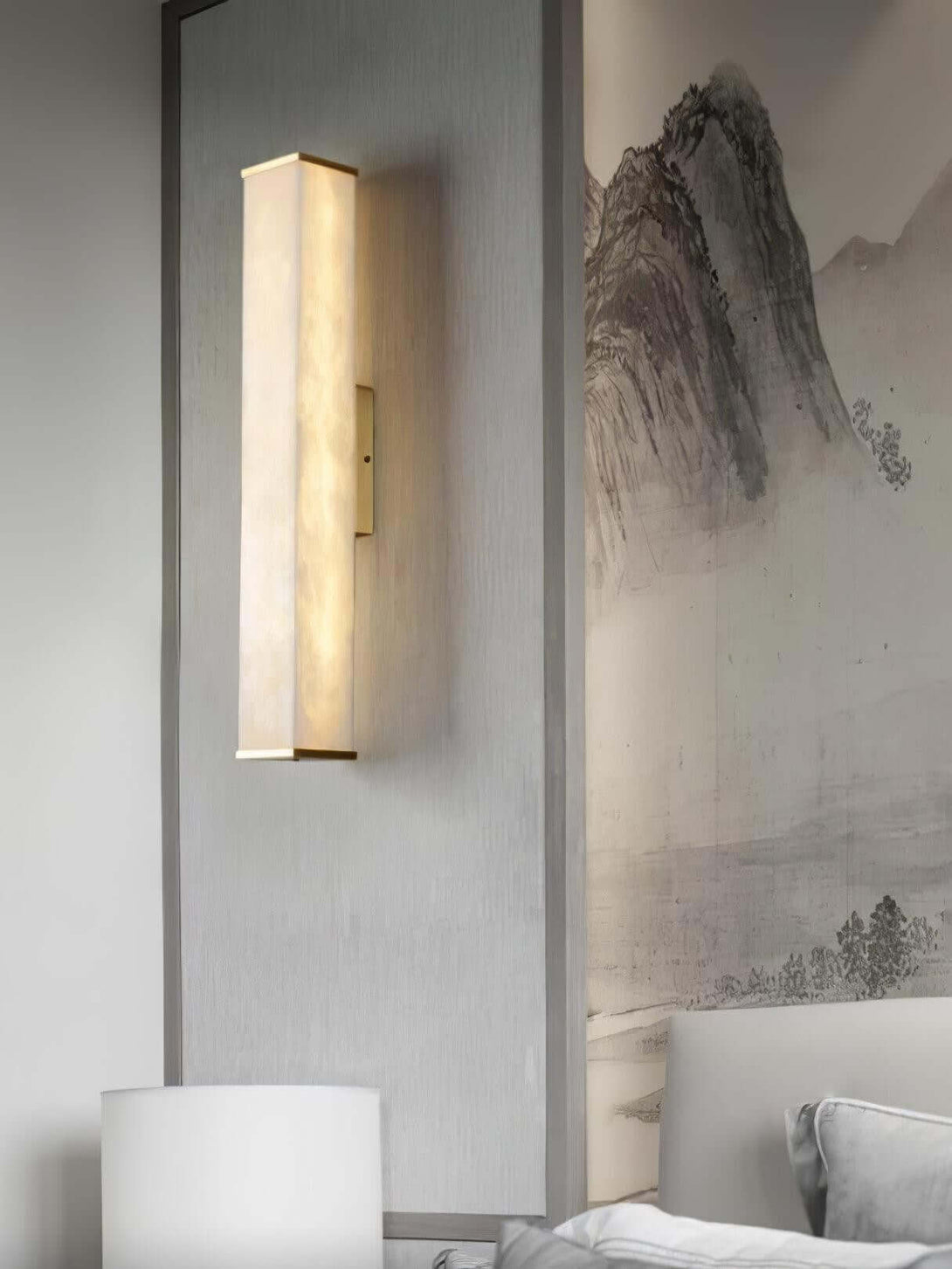 Lunox Wall Sconce – Alabaster Sconce & Brass Wall Light