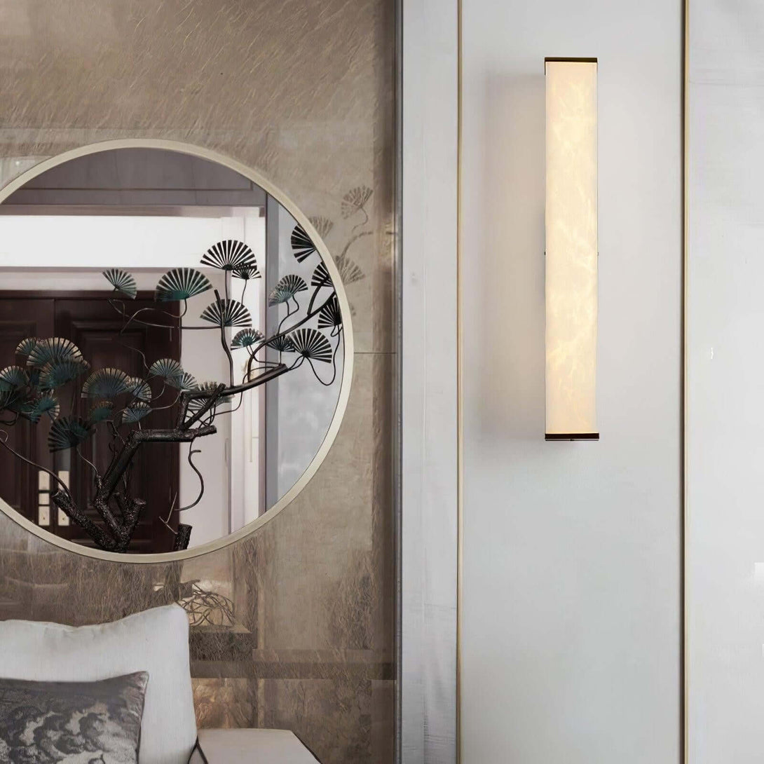 Lunox Wall Sconce – Alabaster Sconce & Brass Wall Light