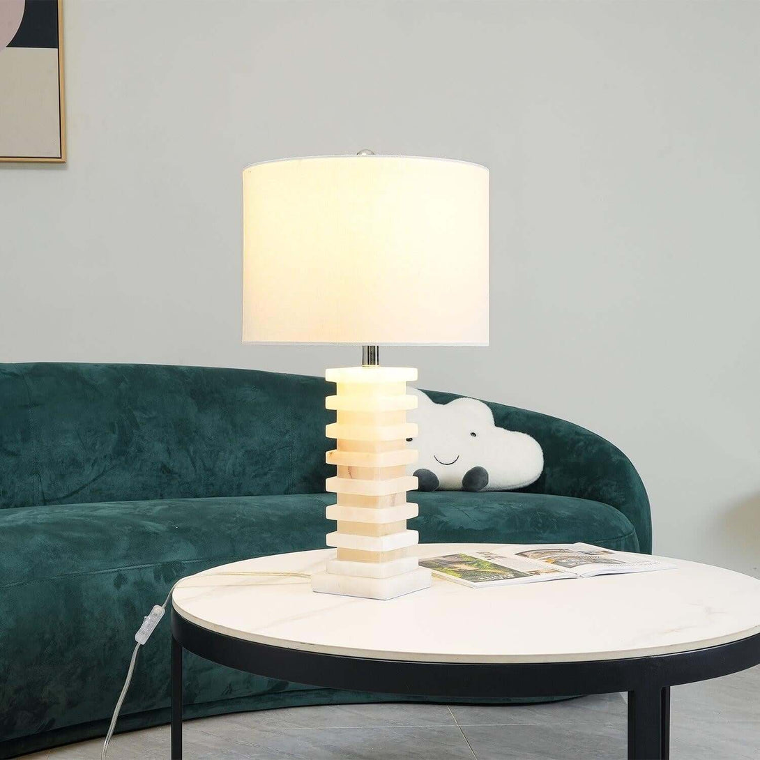 Lureza Alabaster Table Lamp – Art Deco Bedside Light