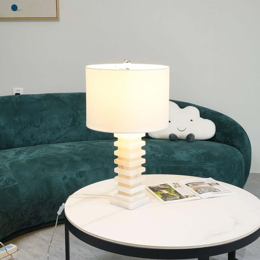 Lureza Alabaster Table Lamp – Art Deco Bedside Light