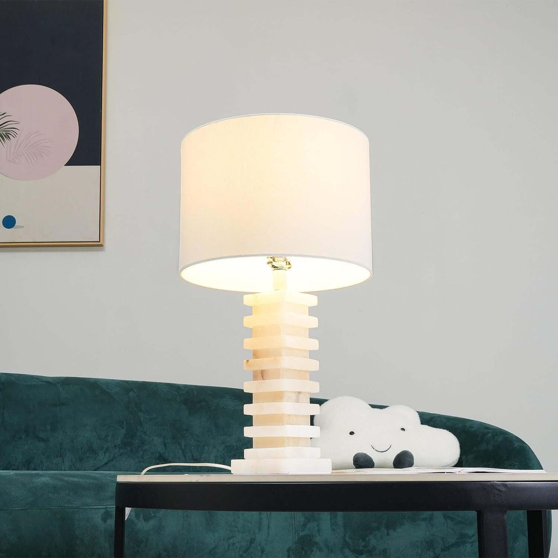 Lureza Alabaster Table Lamp – Art Deco Bedside Light