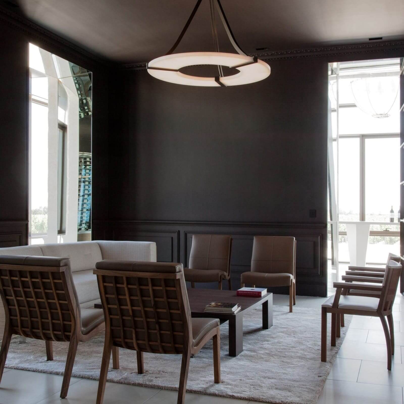 Lyquora Round Alabaster Chandelier for Dining Area | Rossolighting
