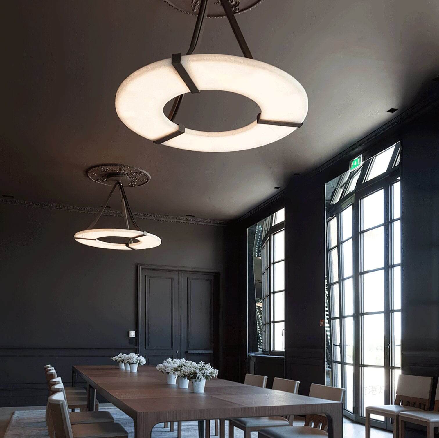 Lyquora Round Alabaster Chandelier for Dining Area | Rossolighting