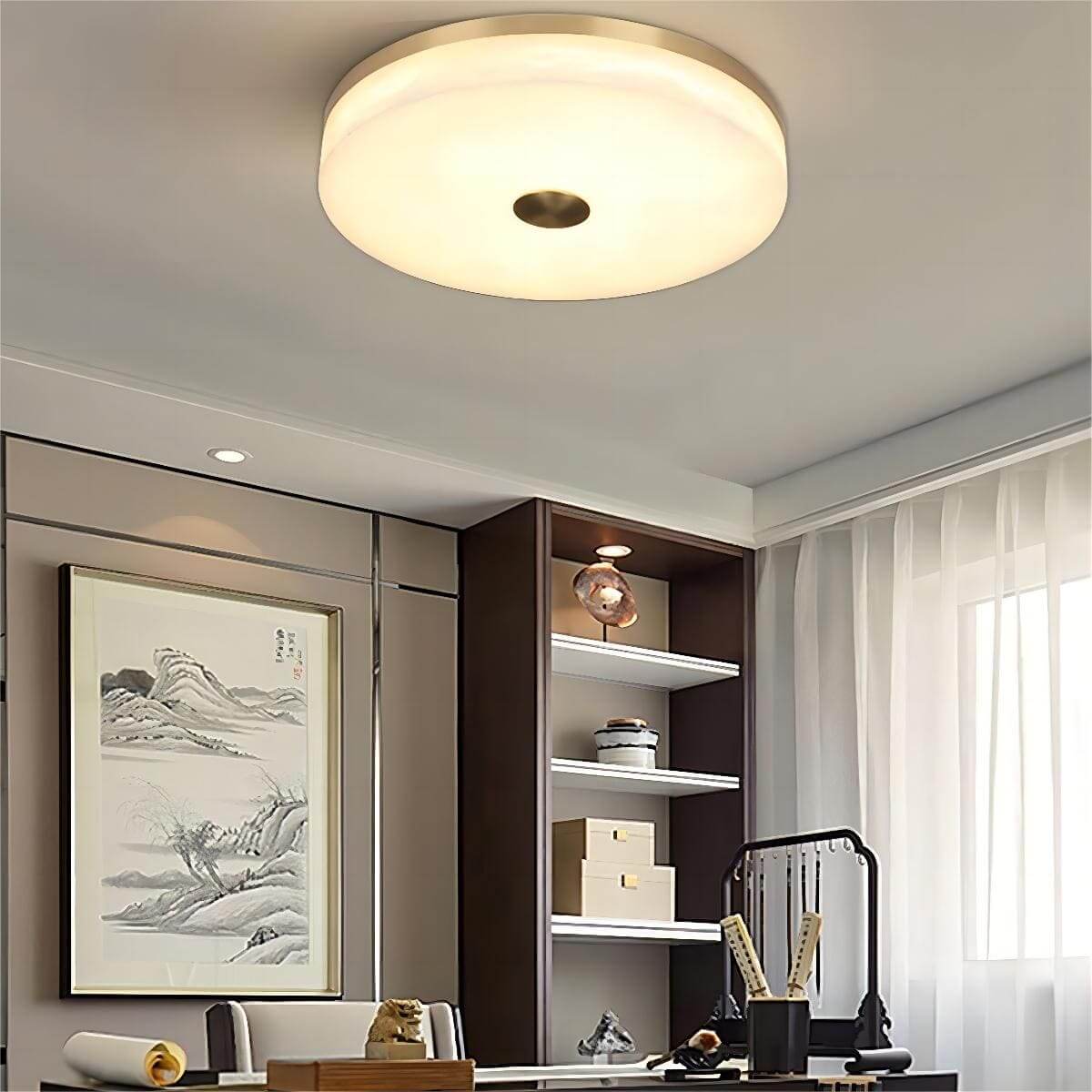 Mavriv Ceiling Lamp – Ceiling Lamps for Living Rooms, Round Alabaster | Rossolighting