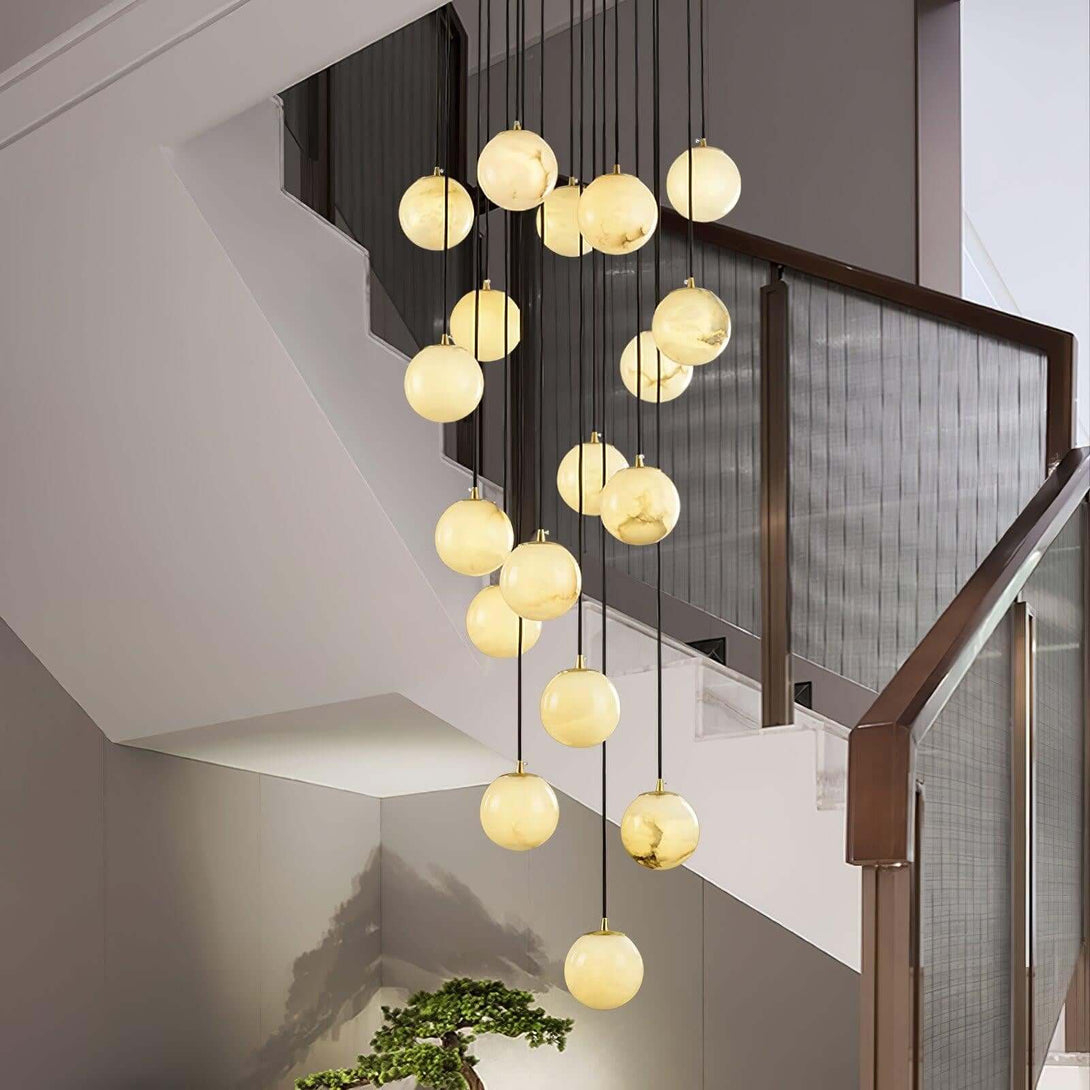 Oquven Chandelier – Alabaster Staircase Statement Light