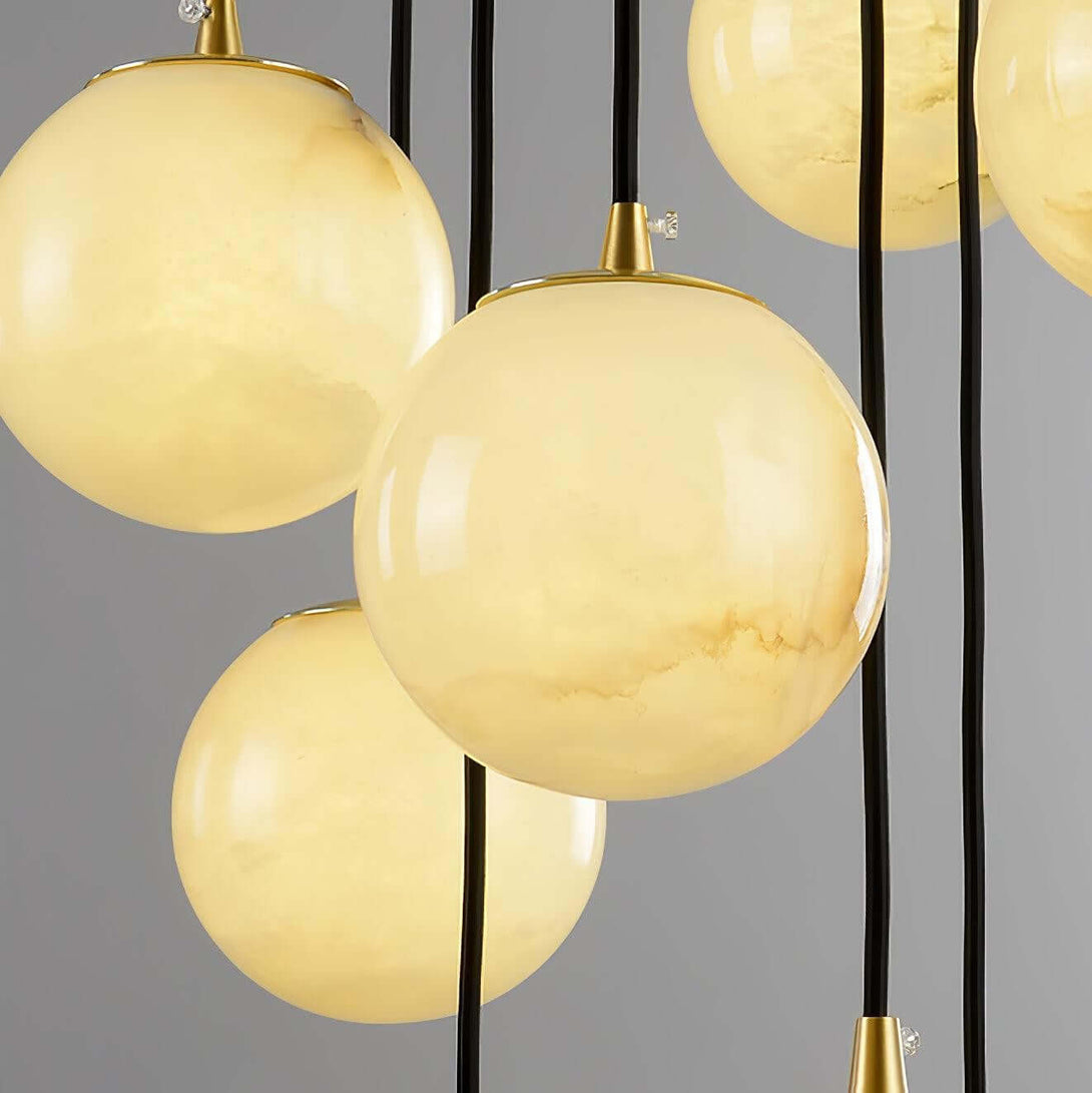 Oquven Chandelier – Alabaster Staircase Statement Light