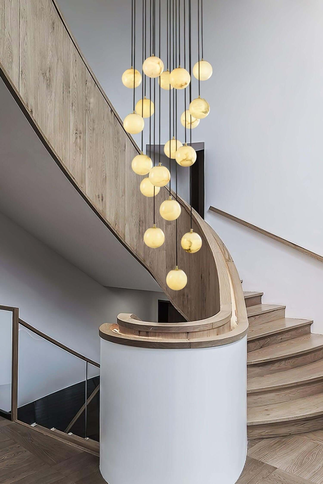 Oquven Chandelier – Alabaster Staircase Statement Light