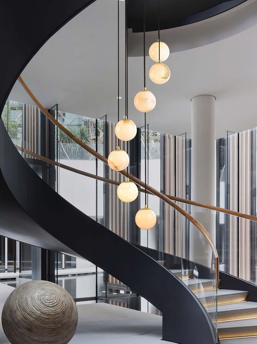 Oquven Chandelier – Alabaster Staircase Statement Light