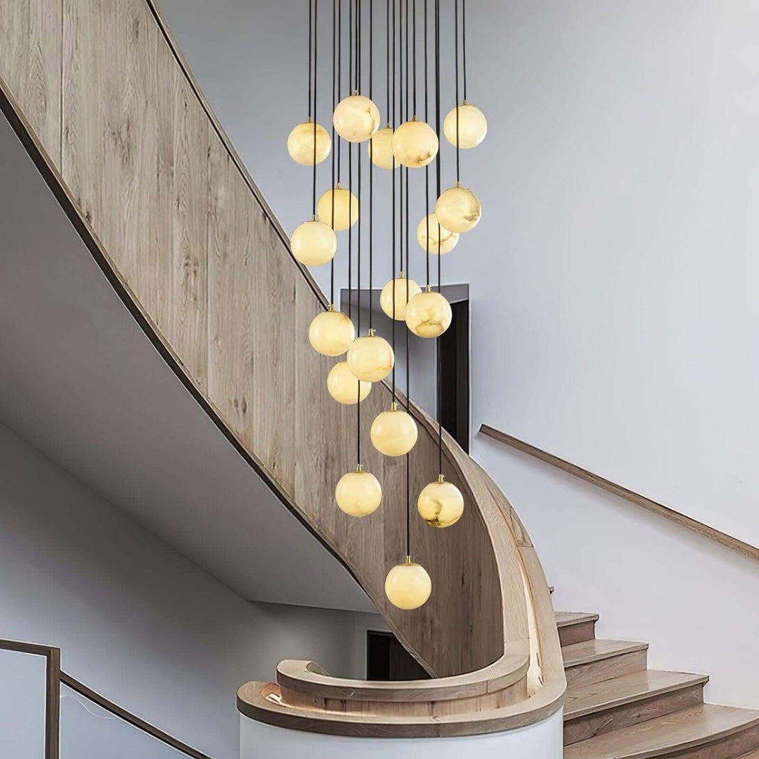 Oquven Chandelier – Alabaster Staircase Statement Light