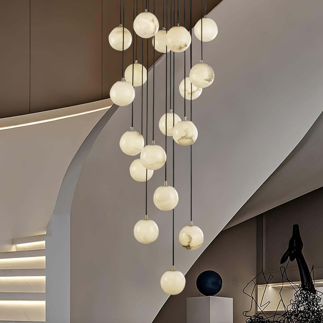 Oquven Chandelier – Alabaster Staircase Statement Light