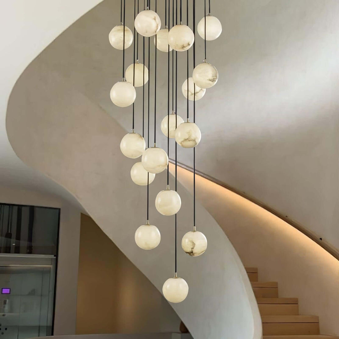 Oquven Chandelier – Alabaster Staircase Statement Light