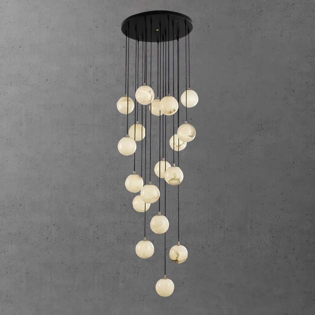 Oquven Chandelier – Alabaster Staircase Statement Light