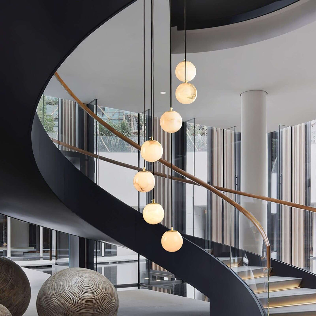Oquven Chandelier – Alabaster Staircase Statement Light