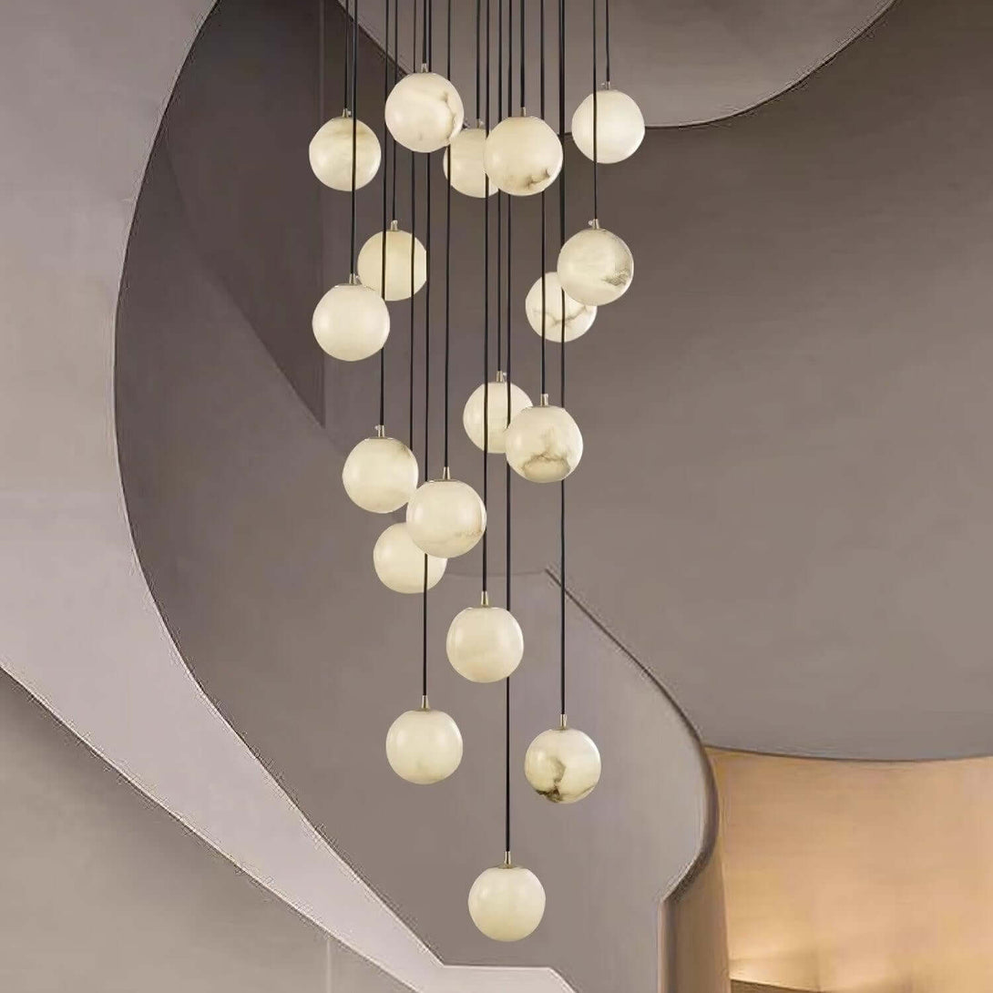 Oquven Chandelier – Alabaster Staircase Statement Light