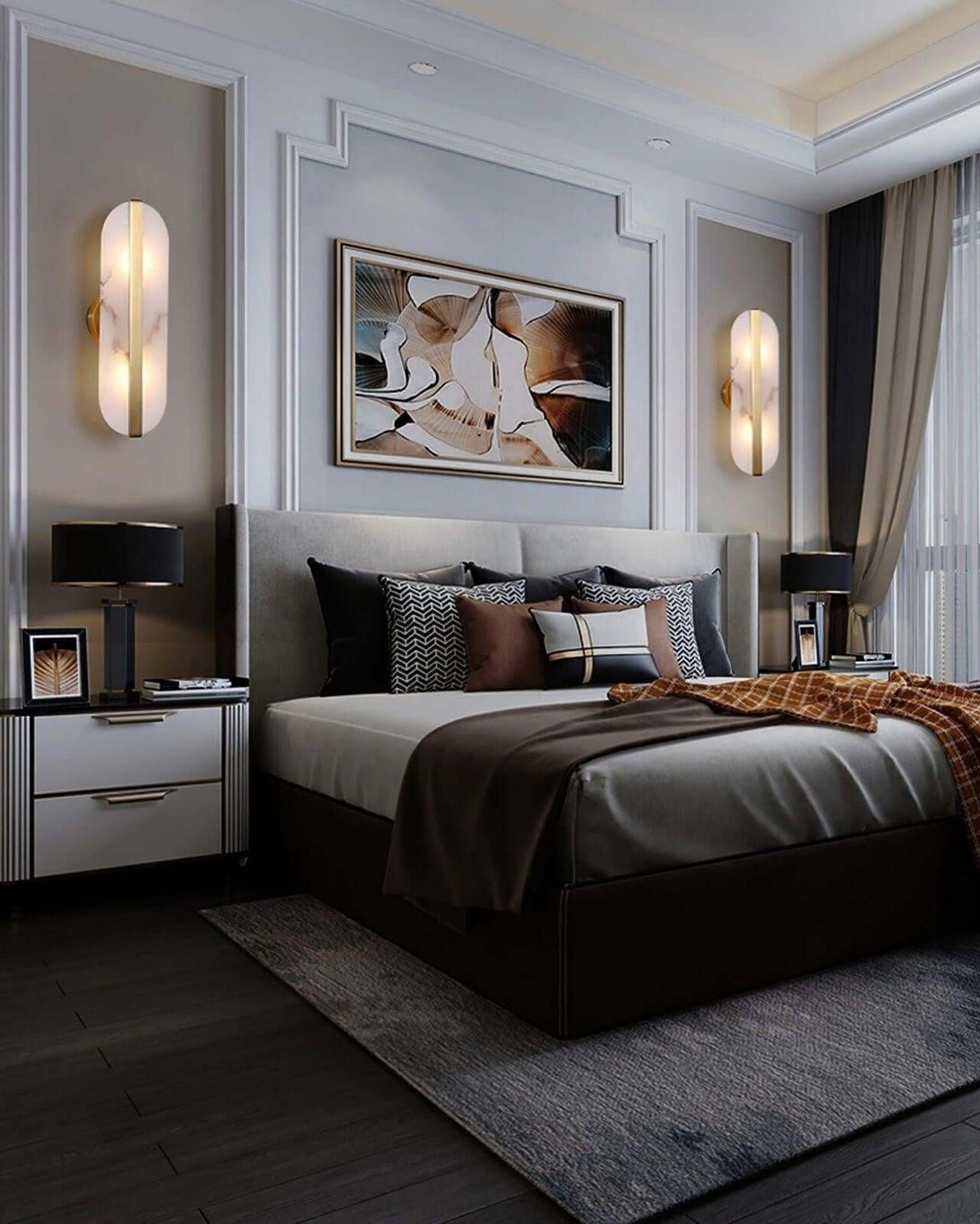 Orlen Wall Sconce – Alabaster and Brass Wall Sconce Light