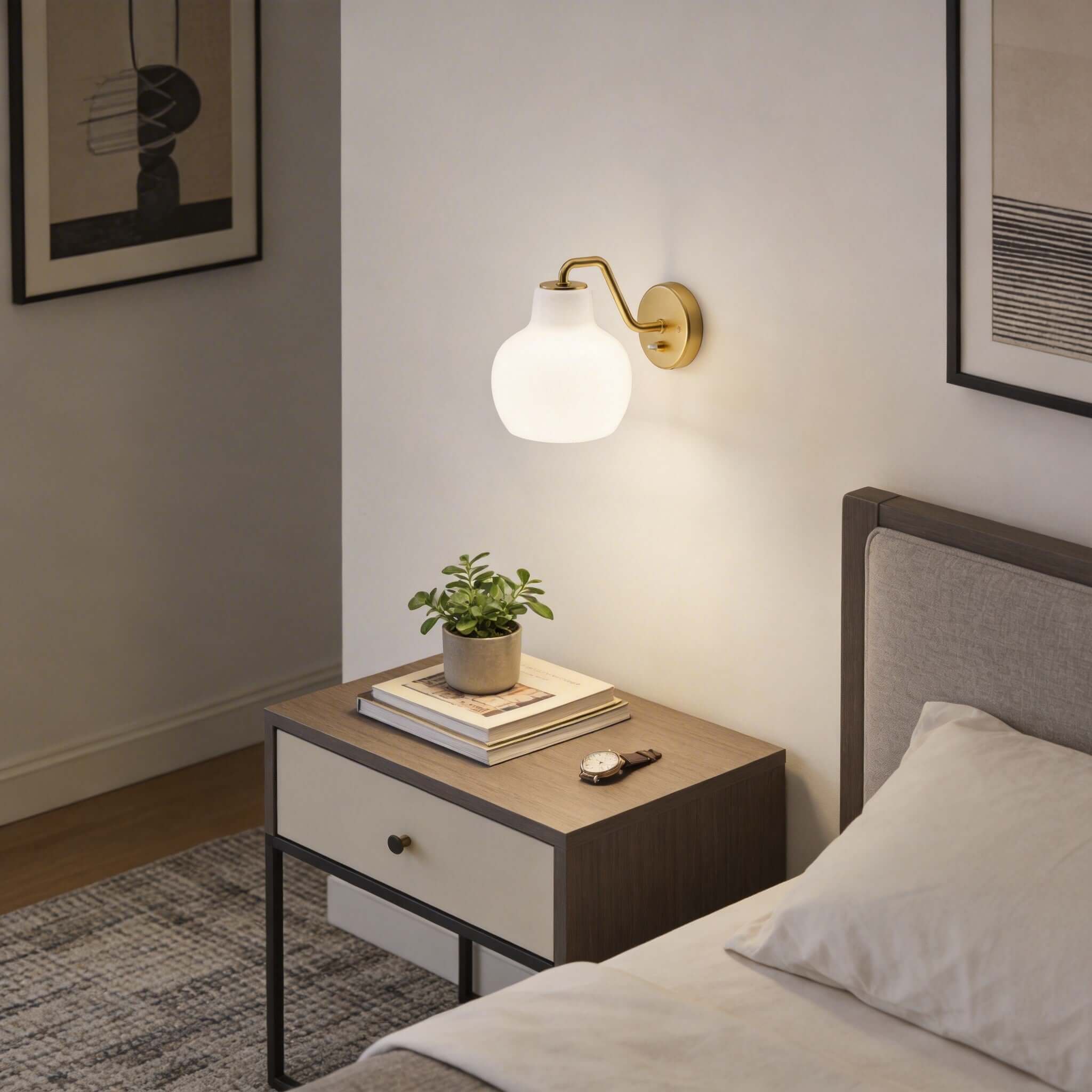 Qivra Wall Lamp – Brass Wall Sconce for Bedside & Living Rooms | Rossolighting