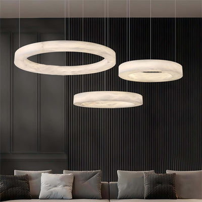 Qureza Chandelier - Elegant Alabaster Circular Light Living Room Lamp