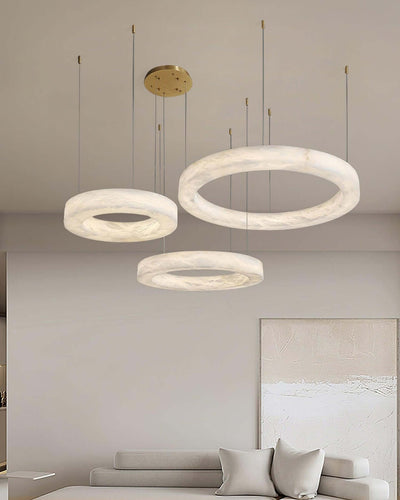 Qureza Chandelier - Elegant Alabaster Circular Light Living Room Lamp