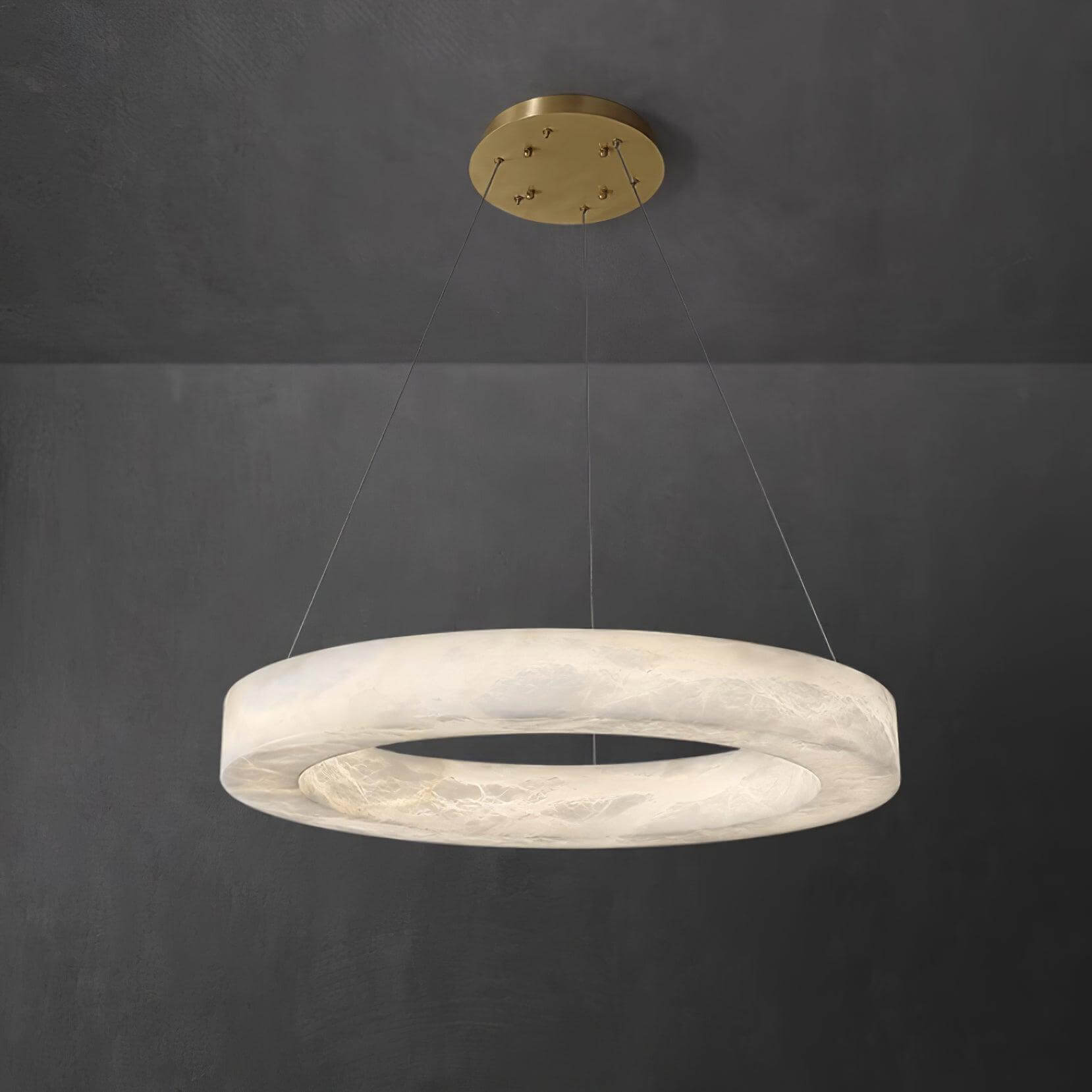 Qureza Chandelier - Elegant Alabaster Circular Light Living Room Lamp