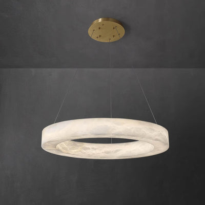 Qureza Chandelier - Elegant Alabaster Circular Light Living Room Lamp