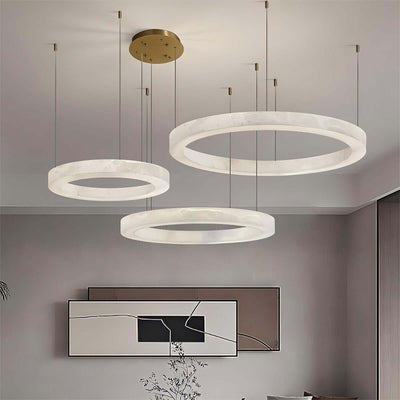 Qureza Chandelier - Elegant Alabaster Circular Light Living Room Lamp