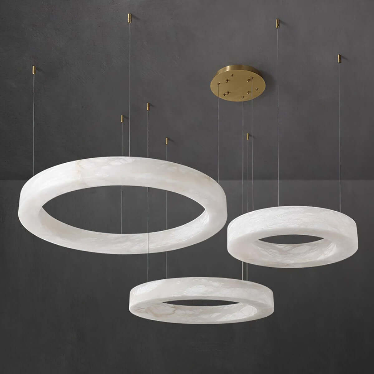 Qureza Chandelier - Elegant Alabaster Circular Light Living Room Lamp