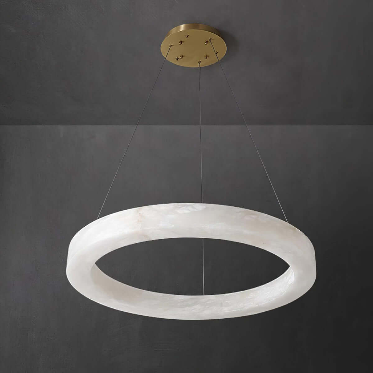 Qureza Chandelier - Elegant Alabaster Circular Light Living Room Lamp