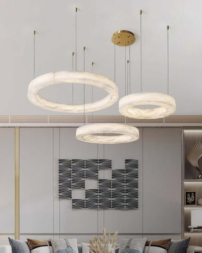 Qureza Chandelier - Elegant Alabaster Circular Light Living Room Lamp