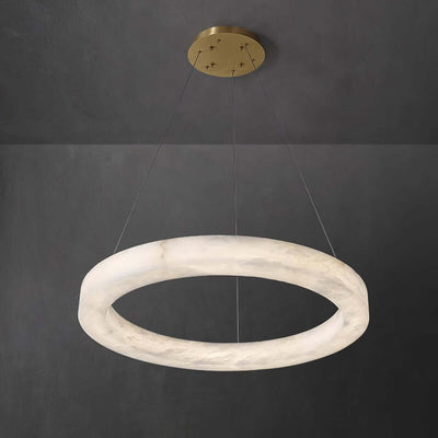 Qureza Chandelier - Elegant Alabaster Circular Light Living Room Lamp