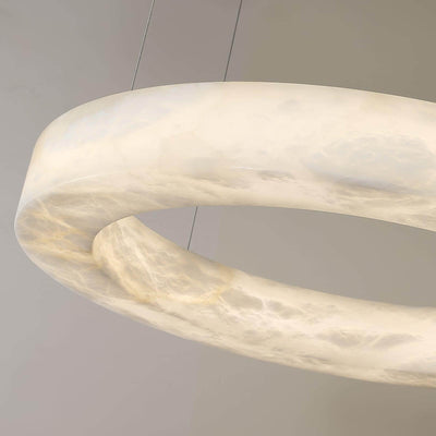 Qureza Chandelier - Elegant Alabaster Circular Light Living Room Lamp