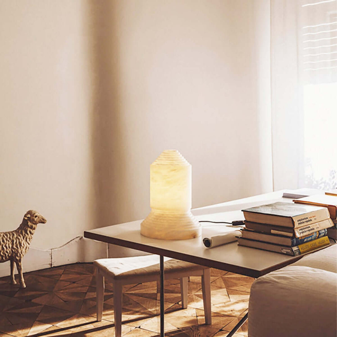 Senvor Table Lamp – Sculptural Alabaster Nightstand Lamps