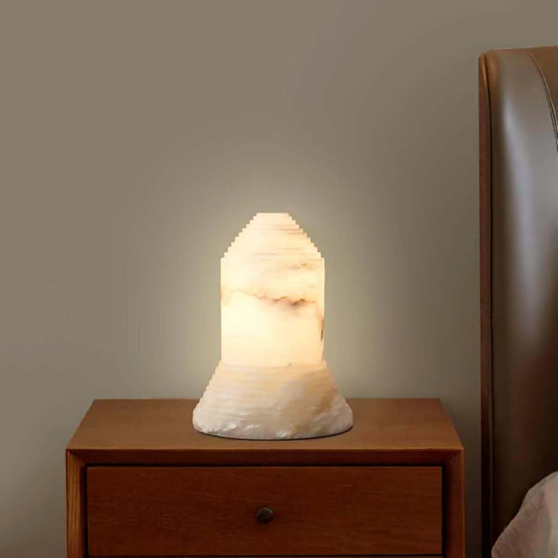 Senvor Table Lamp – Sculptural Alabaster Nightstand Lamps