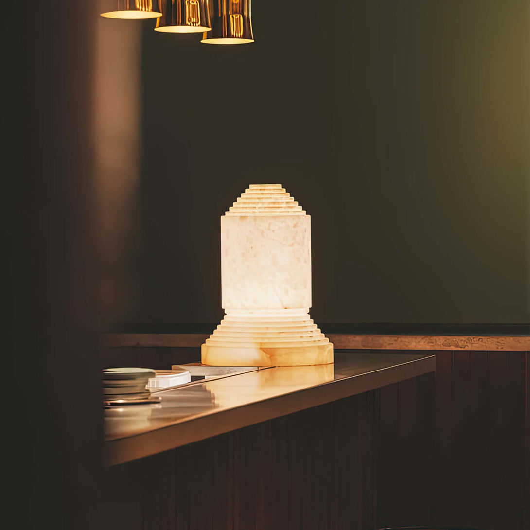 Senvor Table Lamp – Sculptural Alabaster Nightstand Lamps