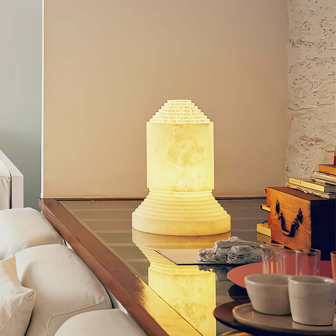Senvor Table Lamp – Sculptural Alabaster Nightstand Lamps