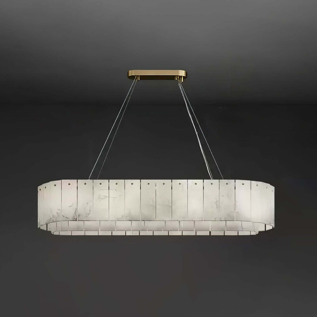 Stylish alabaster chandelier with gold accents, perfect for Victorian or modern decor.