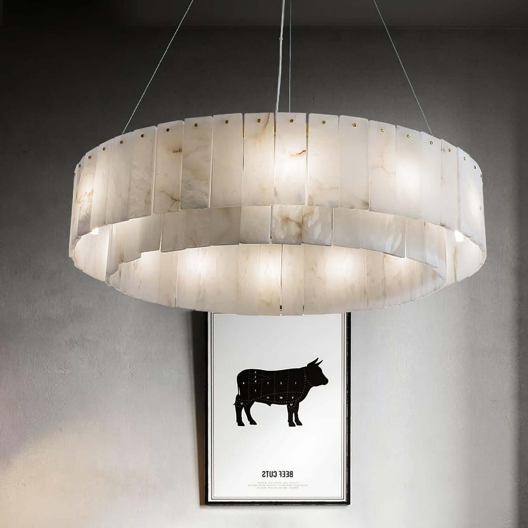 Elegant alabaster chandelier with a modern design, enhancing any space with a touch of Victorian style.